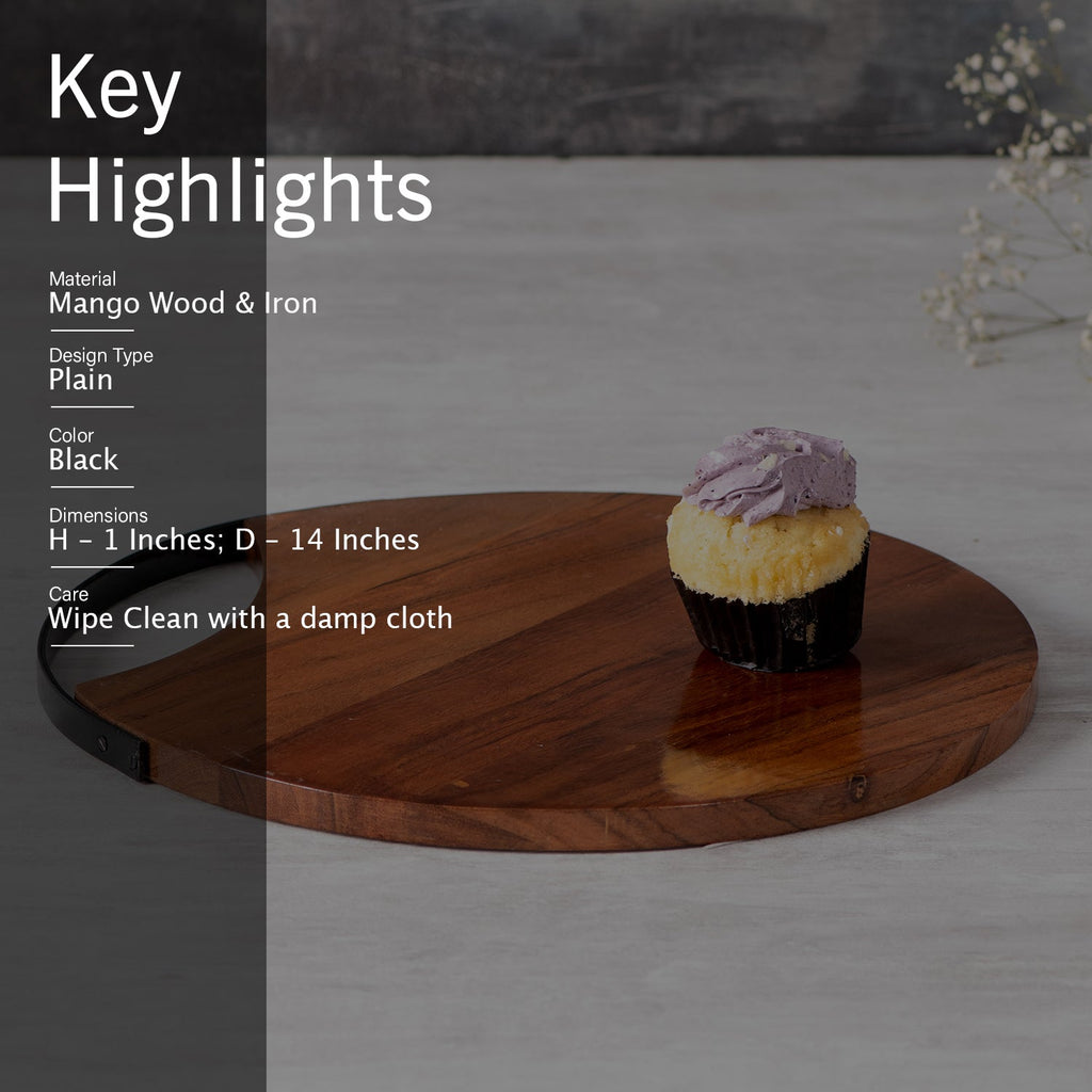 Inseparables Teak Wood Serving Platter Black