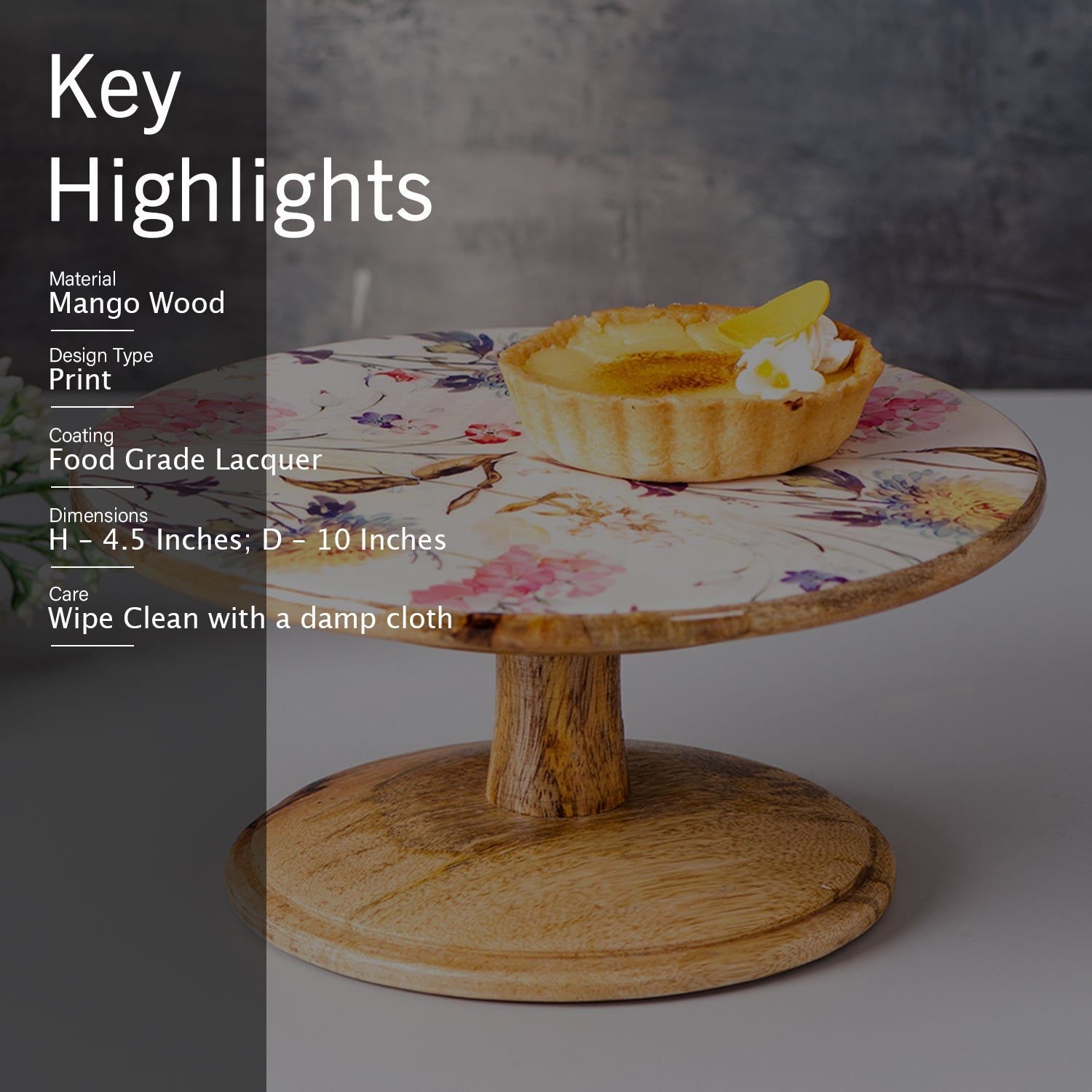 Hygge Mango Wood Cake Stand - Pink