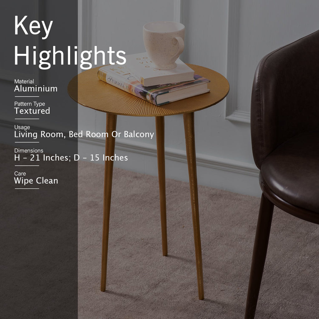 Cosmo Aluminium Rays End Table in Gold Color Set of 2