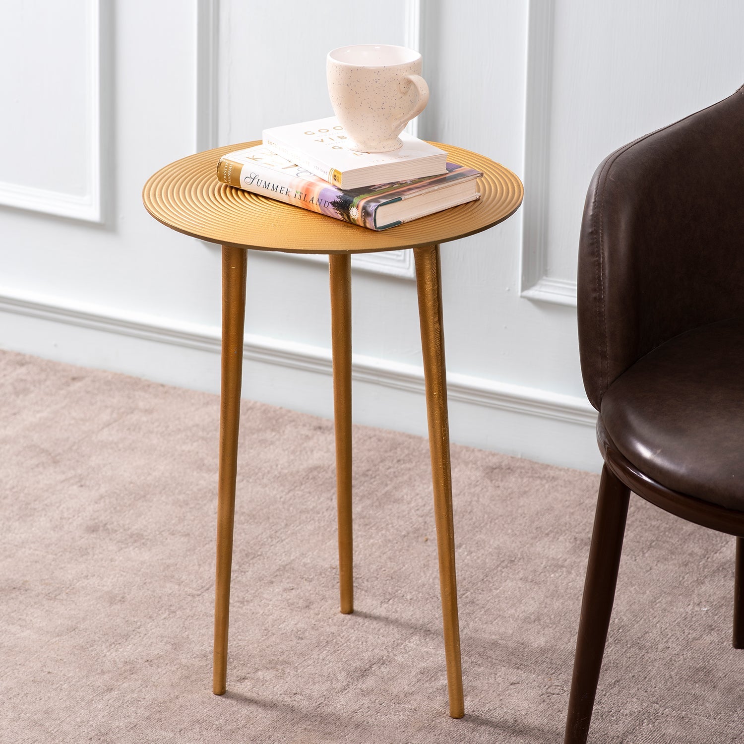 Cosmo Aluminium Rings End Table in Gold Color