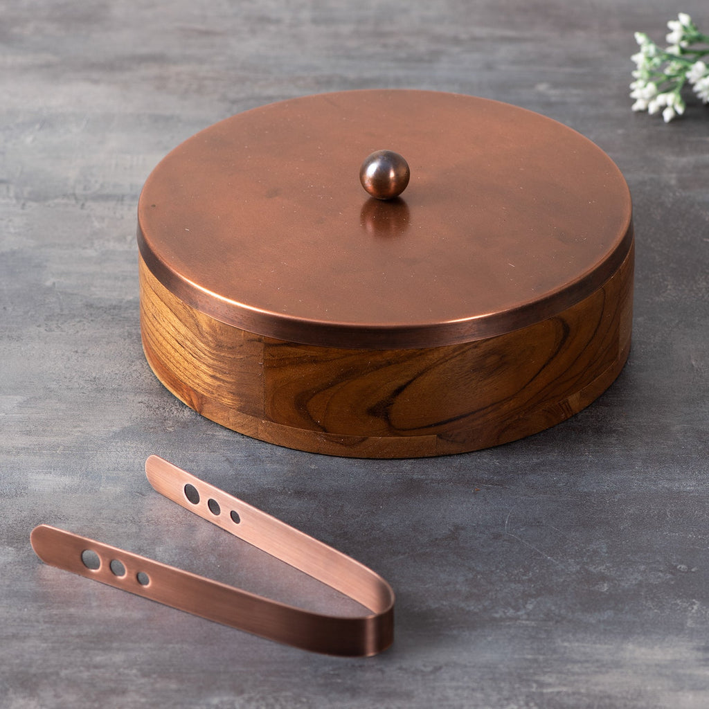 Copper Roti Box with Masala Box Set