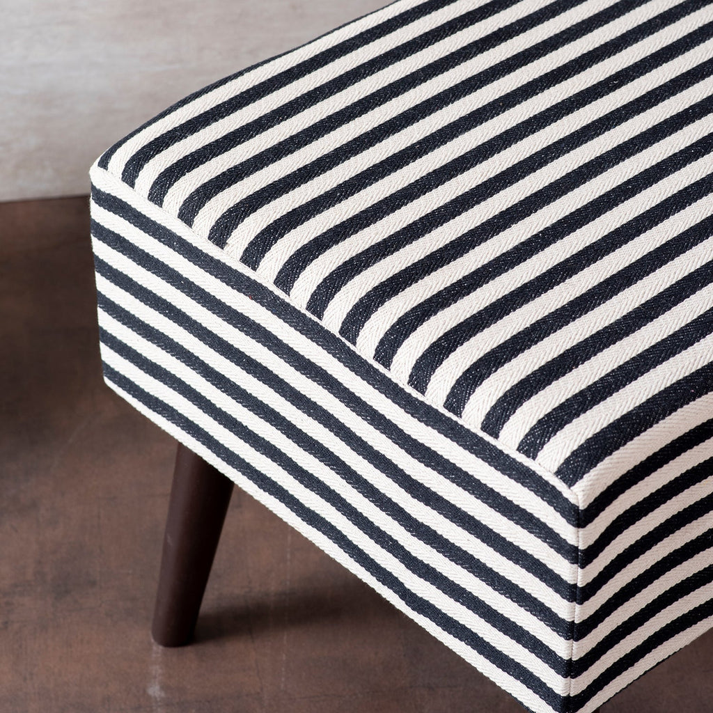 Zebra Fabric Wooden Bench in Black & White Color Set of 2