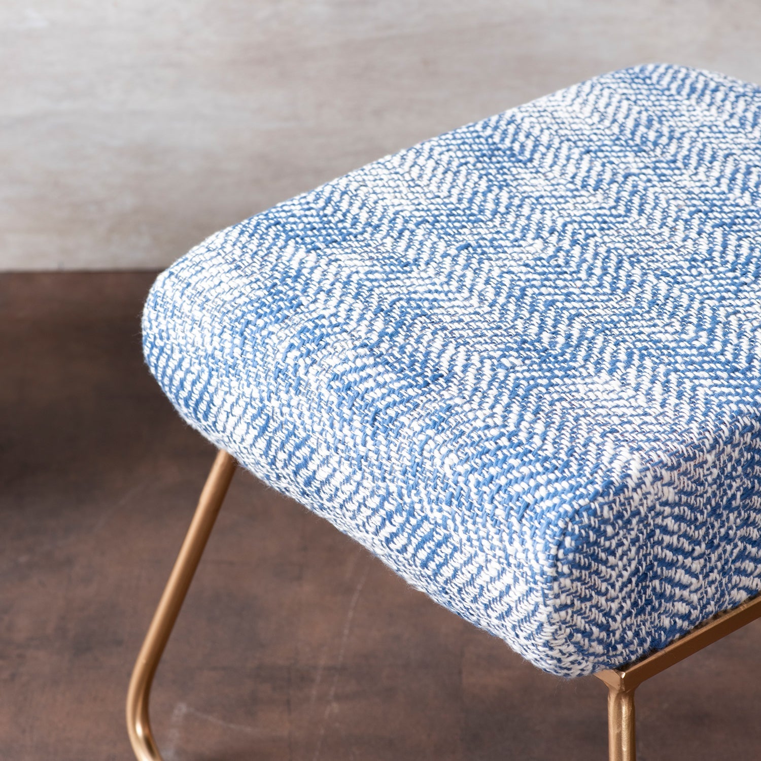 Slub Jacquard Metallic Stool in Blue Color