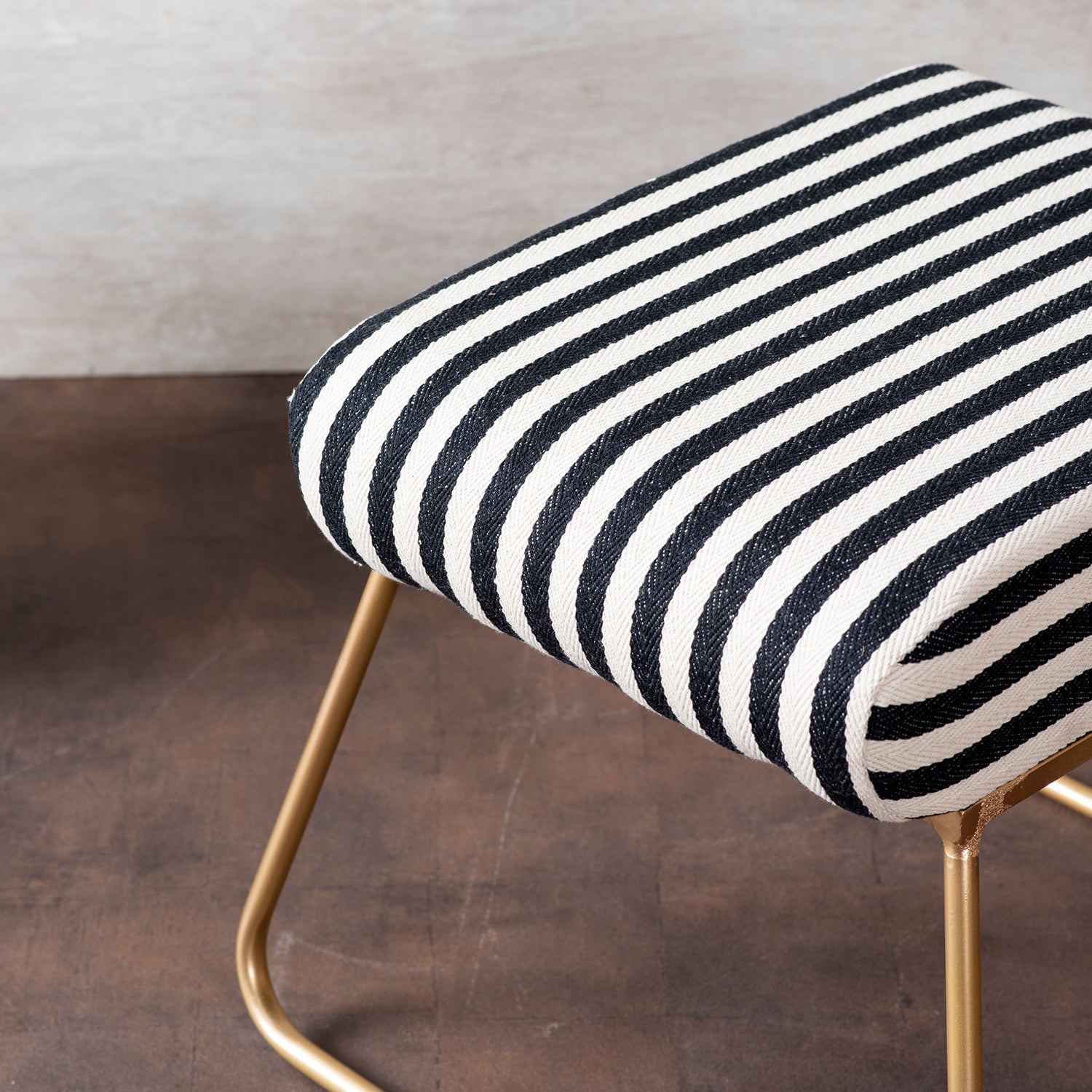 Zebra Fabric Metallic Stool in Black & White Color Set of 2