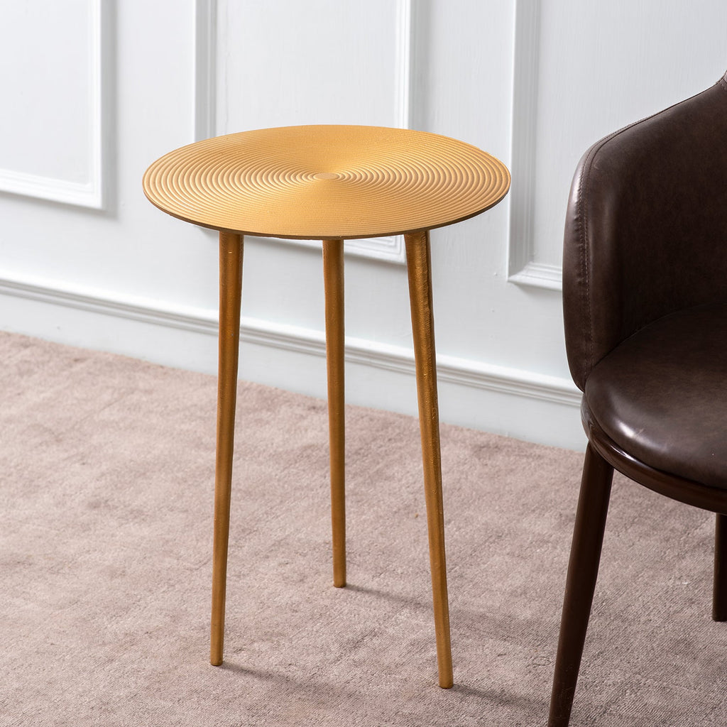 Cosmo Aluminium Rings End Table in Gold Color Set of 2