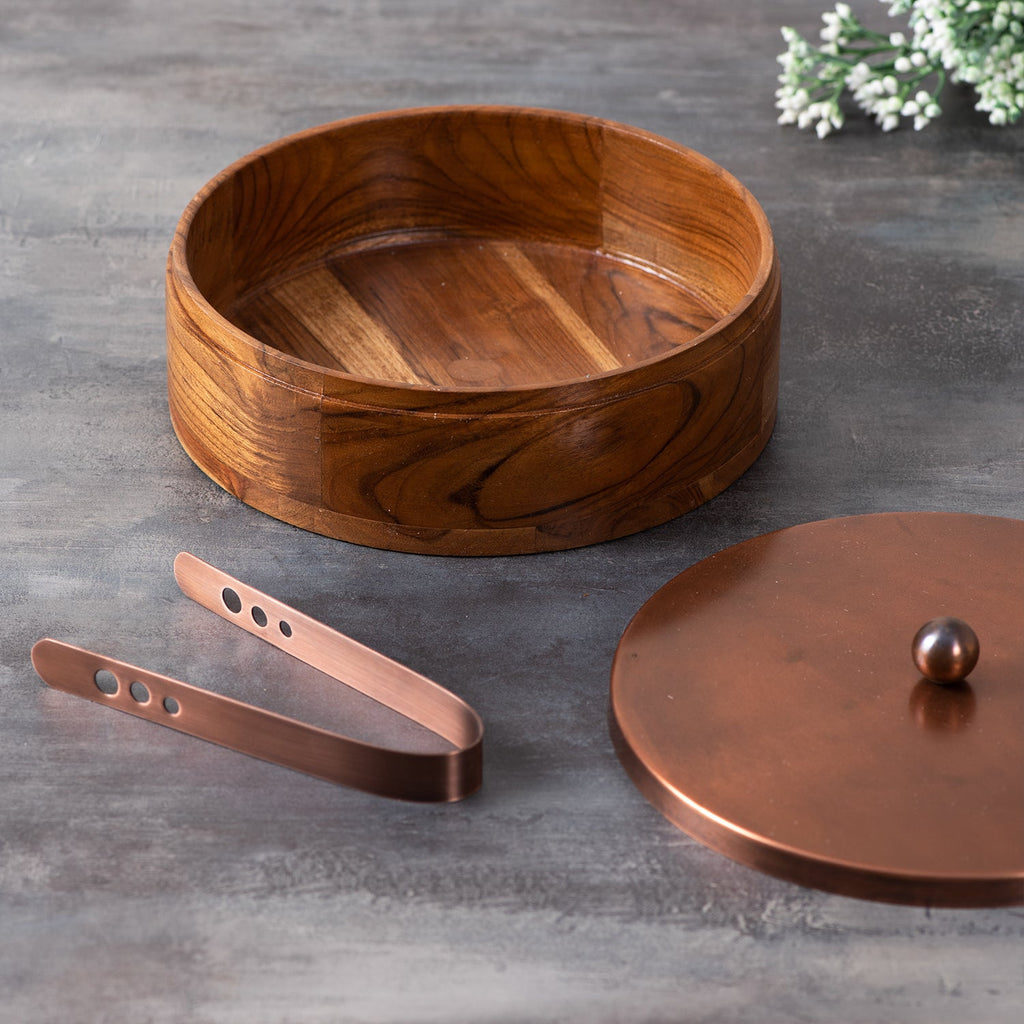 Copper Roti Box with Masala Box Set