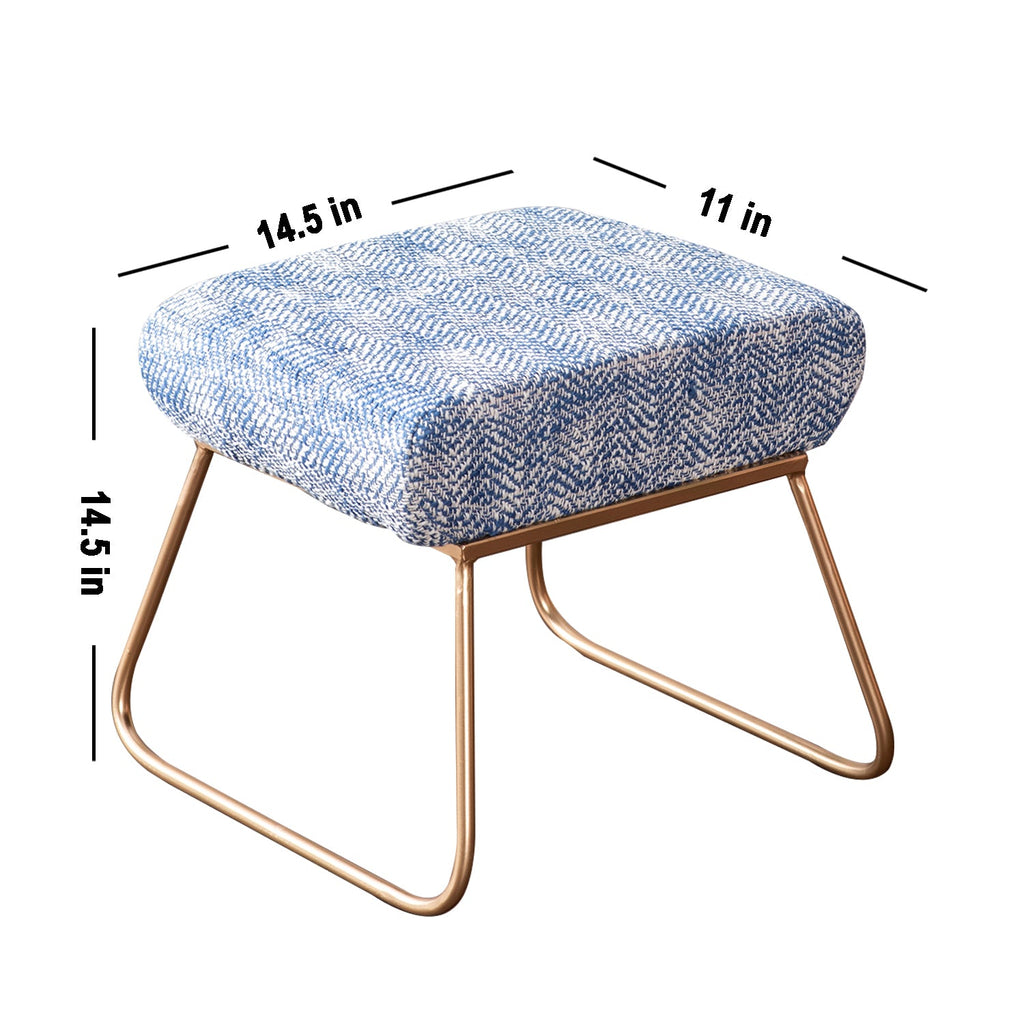 Slub Jacquard Metallic Stool in Blue Color
