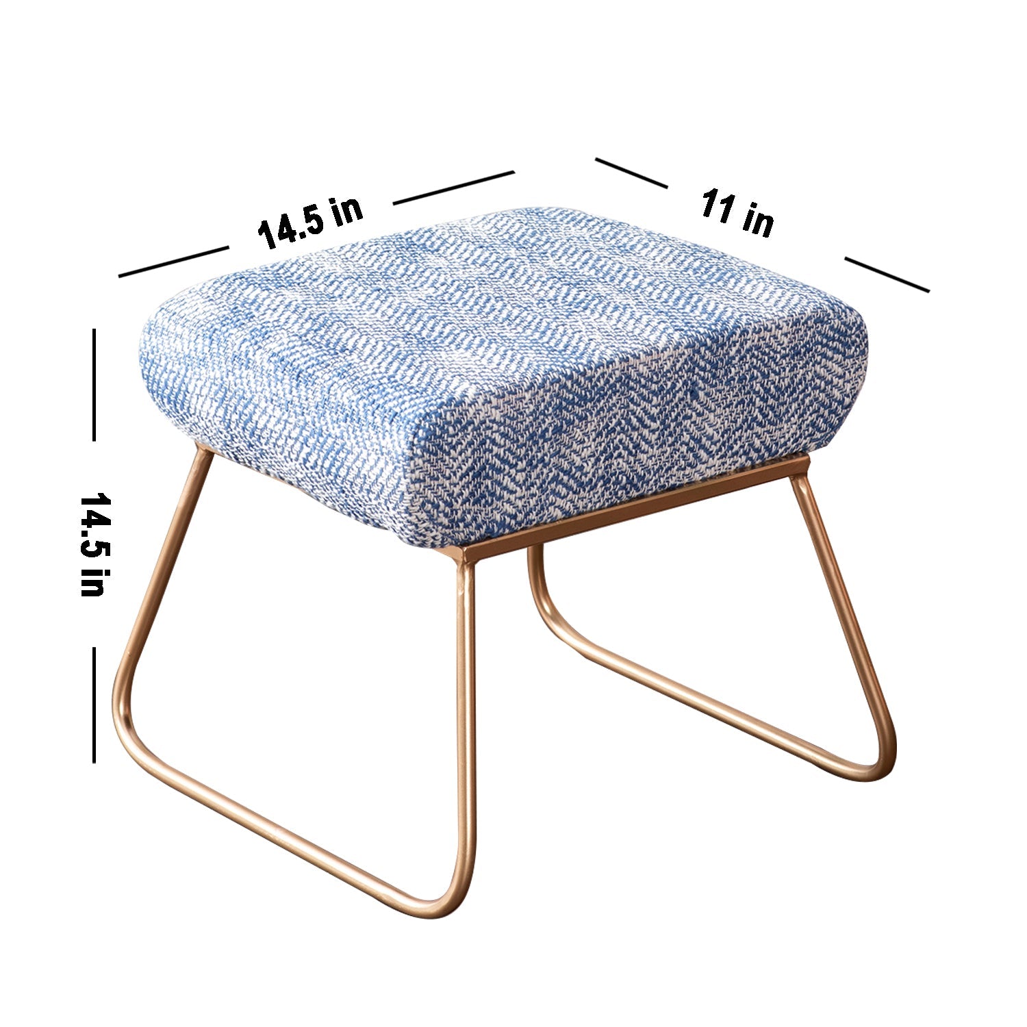 Slub Jacquard Metallic Stool in Blue Color