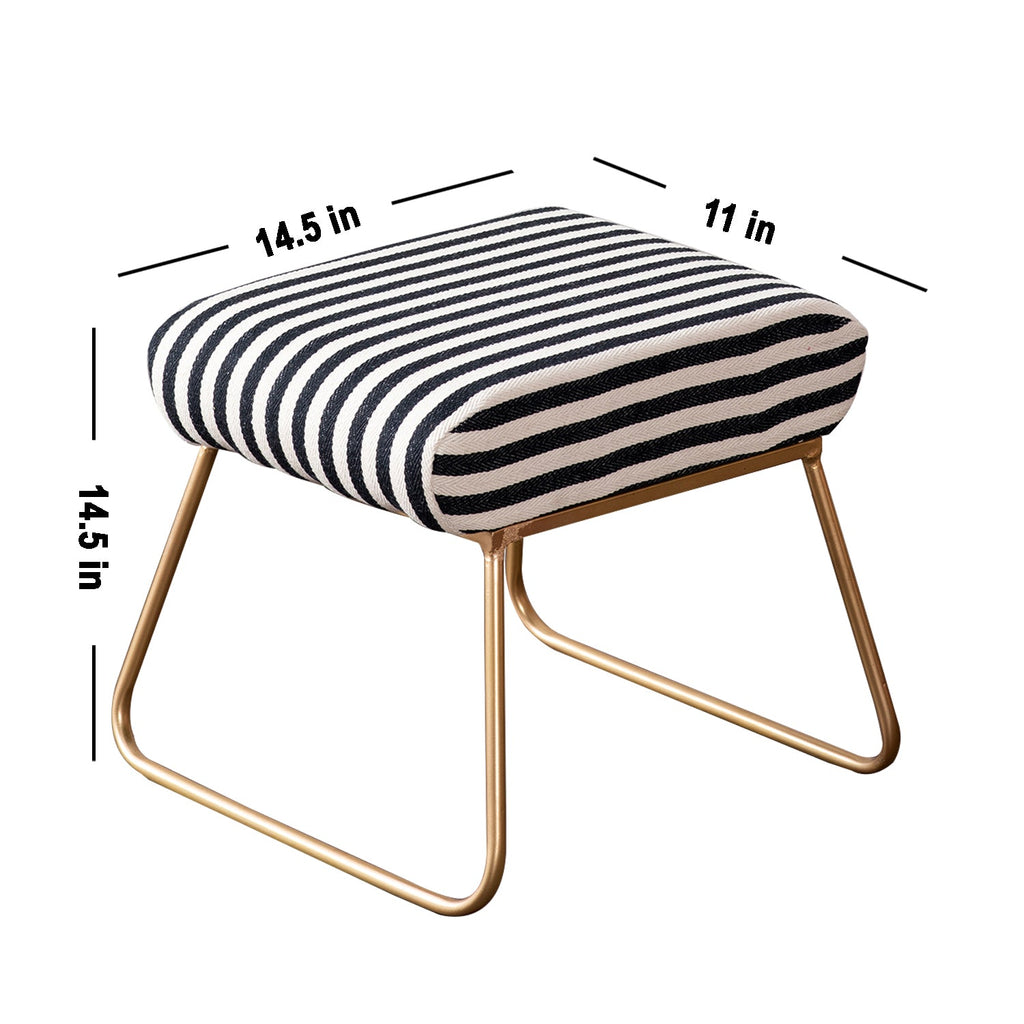 Zebra Fabric Metallic Stool in Black & White Color