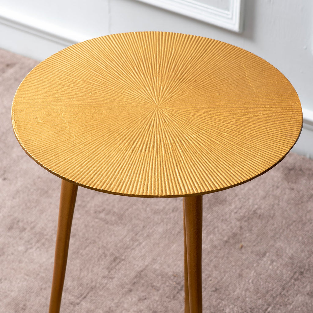 Cosmo Aluminium Rays End Table in Gold Color