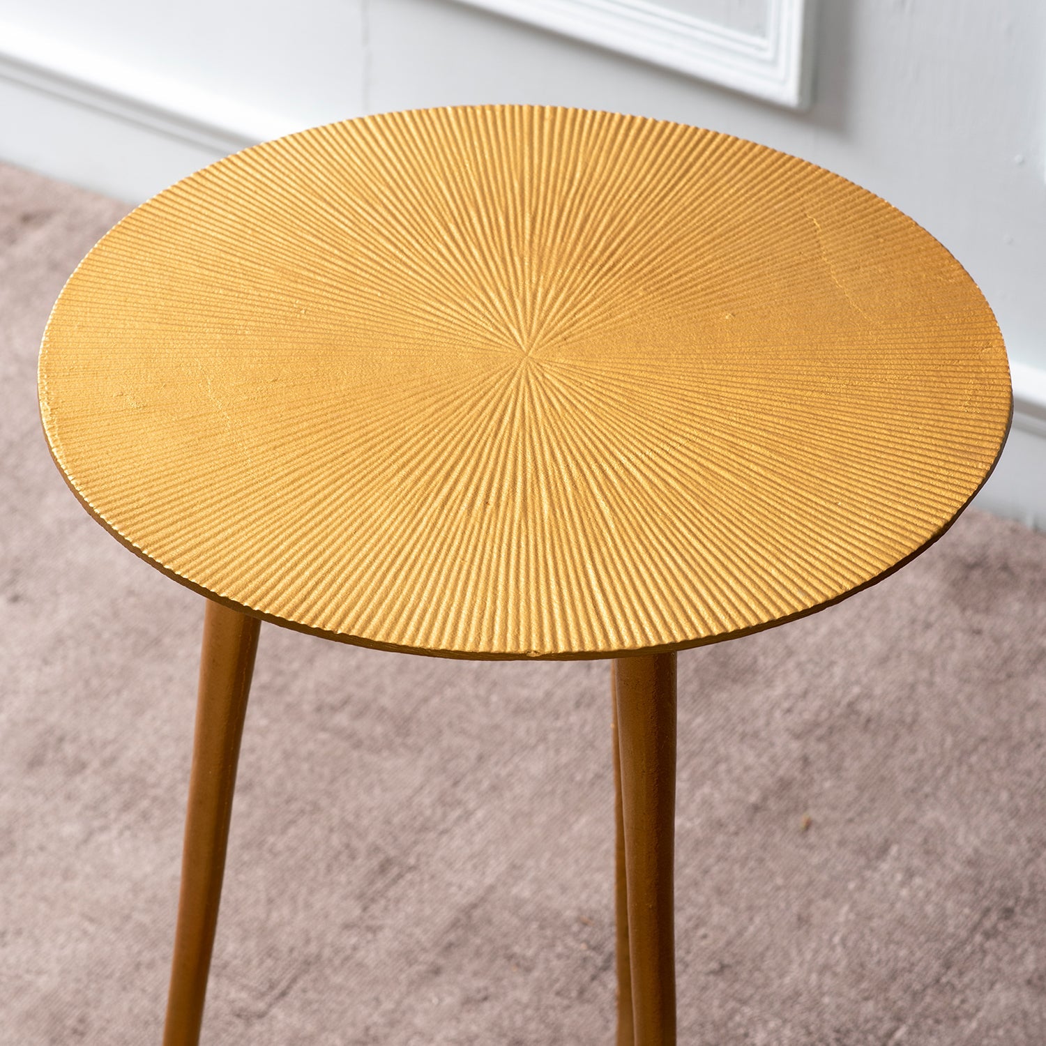 Cosmo Aluminium Rays End Table in Gold Color Set of 2