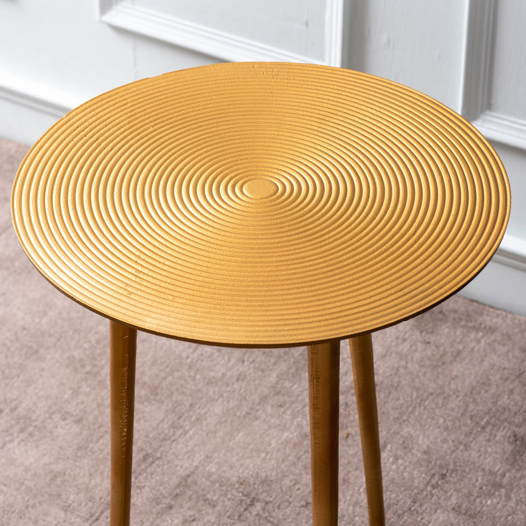 Cosmo Aluminium Rings End Table in Gold Color Set of 2