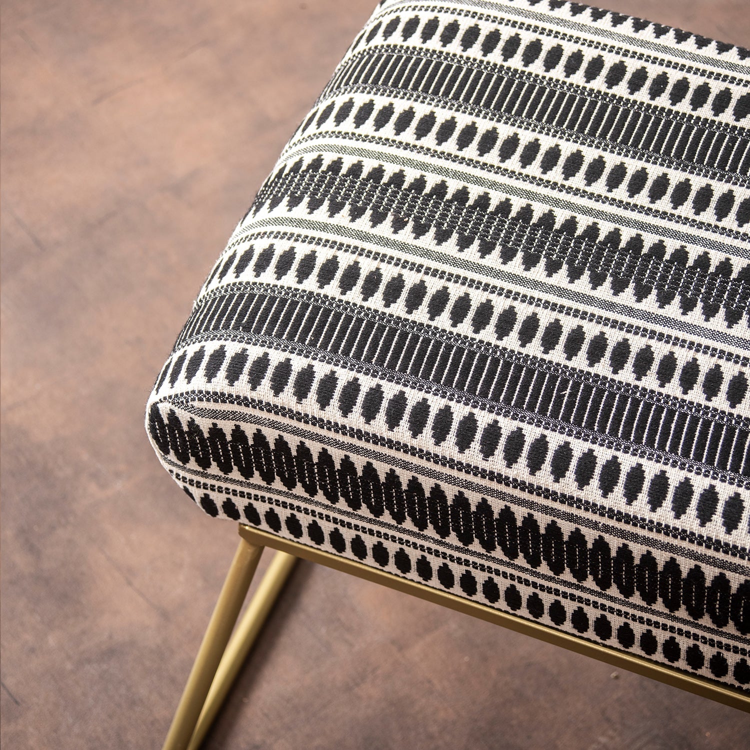 Bohemian Jacquard Metallic Stool in Black & White Color Set of 2