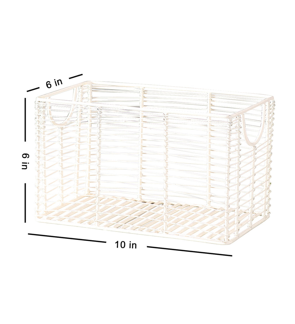 Cache rectangle wire basket in Ivory Color