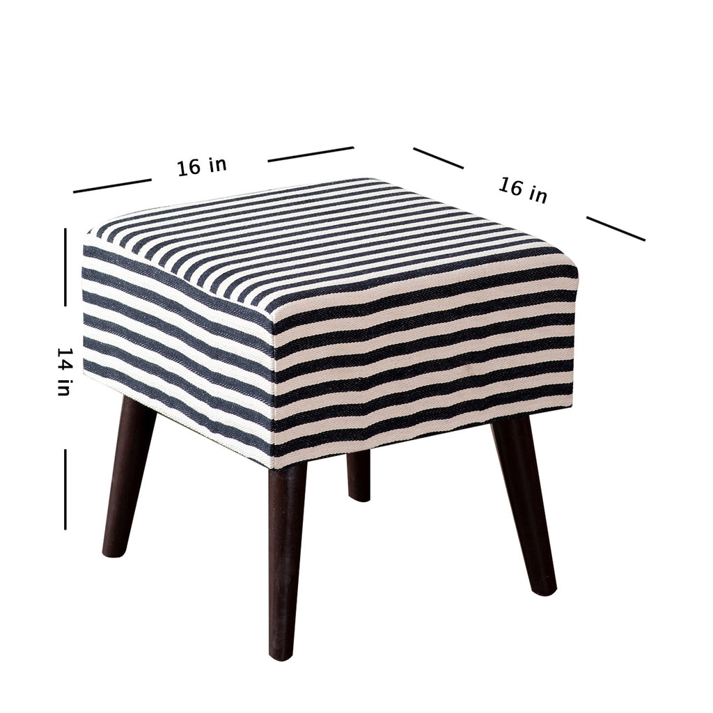 Zebra Fabric Wooden Stool in Black & White Color
