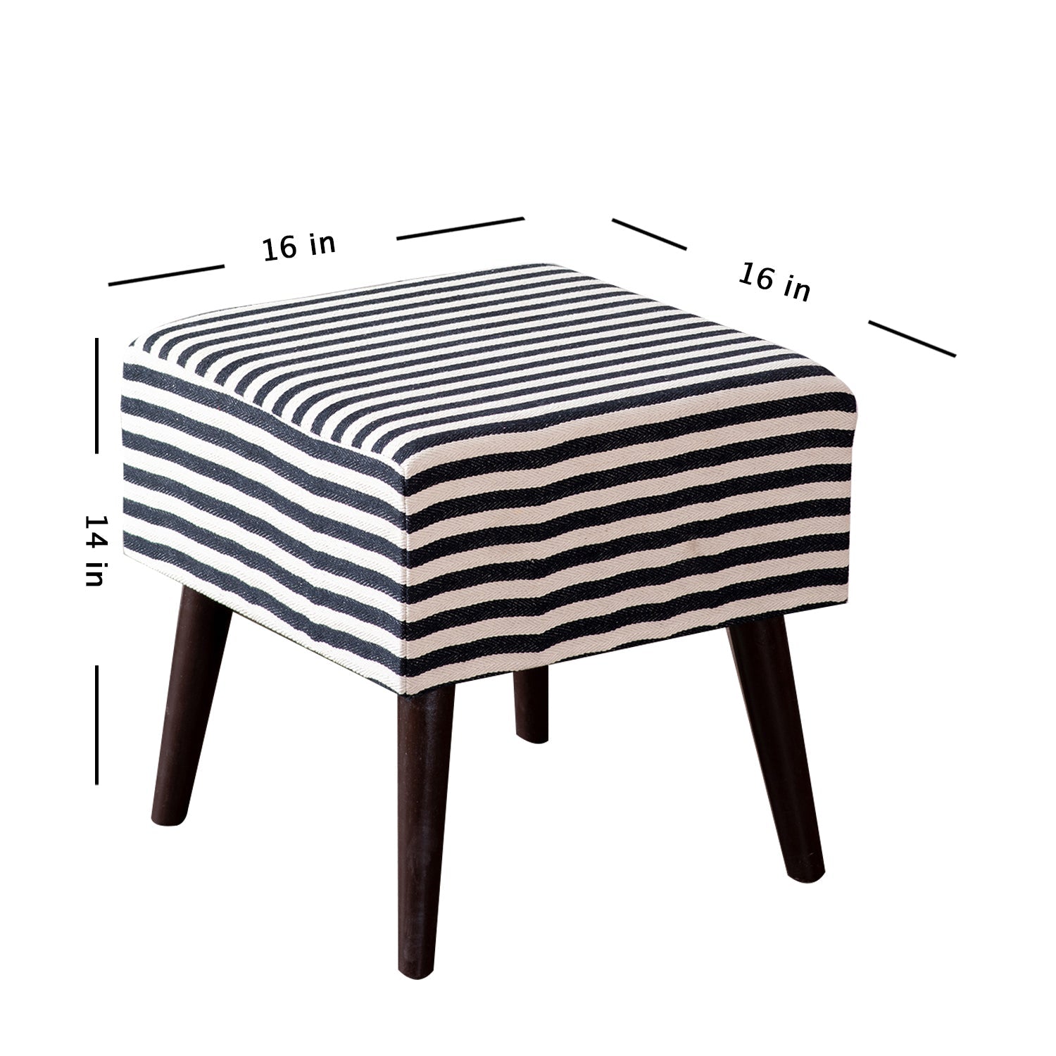 Zebra Fabric Wooden Stool in Black & White Color