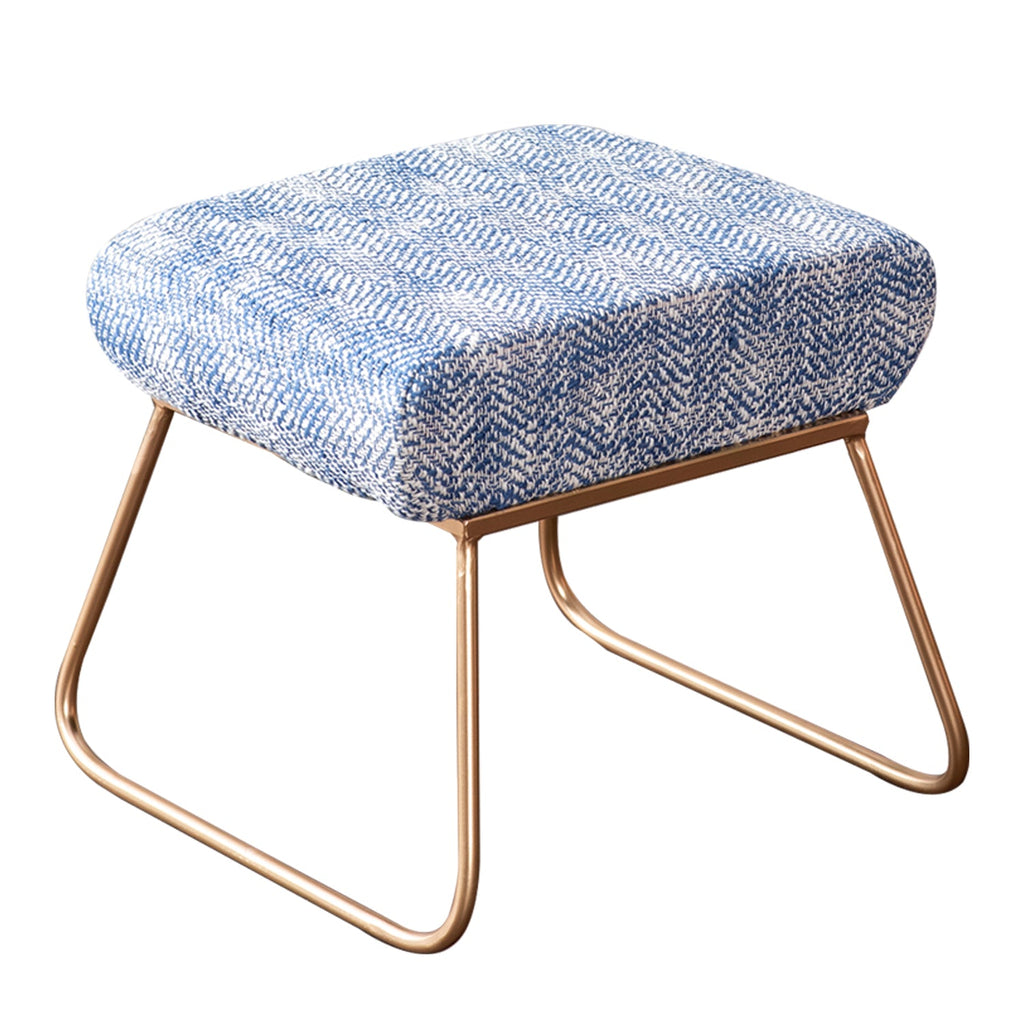 Slub Jacquard Metallic Stool in Blue Color