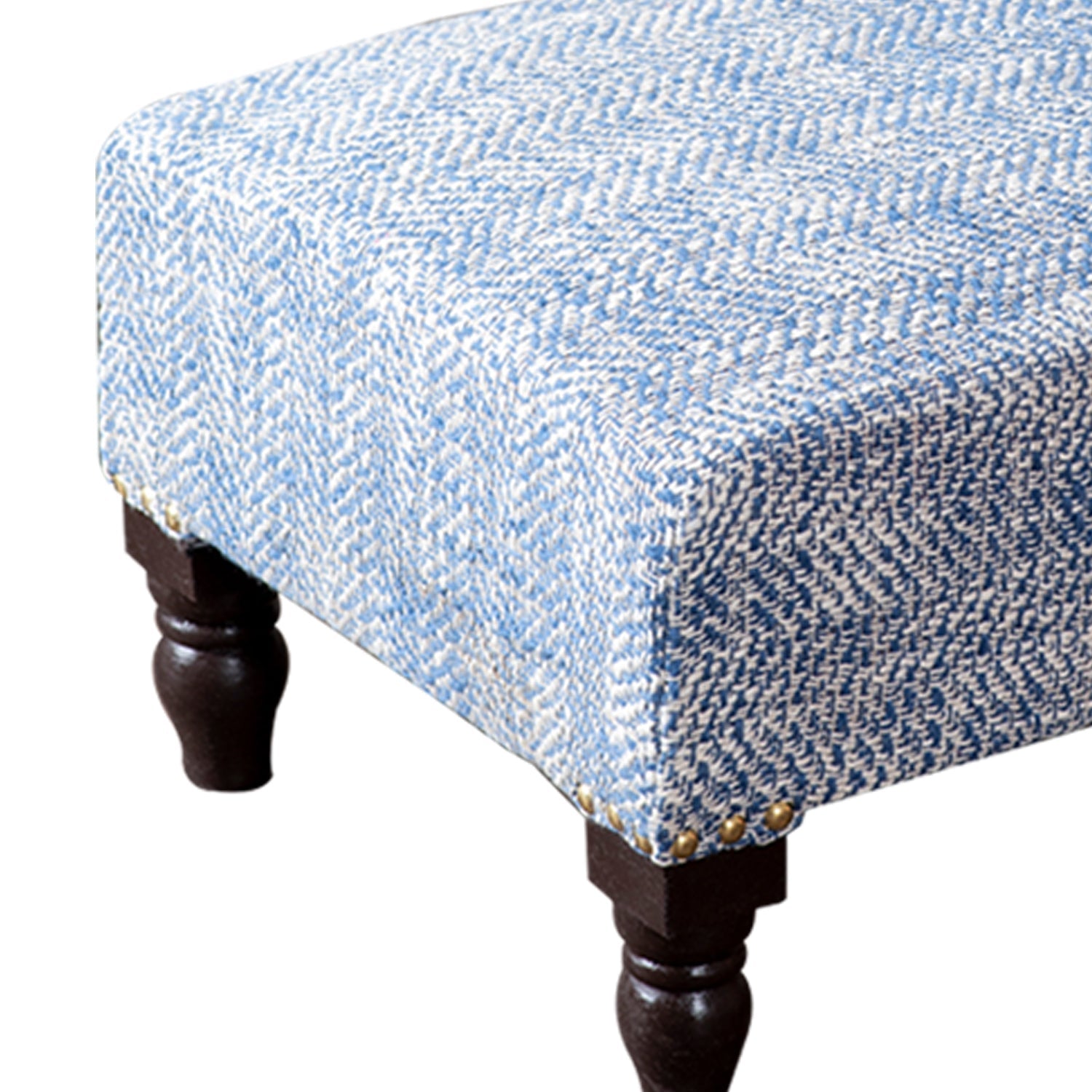 Slub Jacquard Wooden Footrests in Blue Color