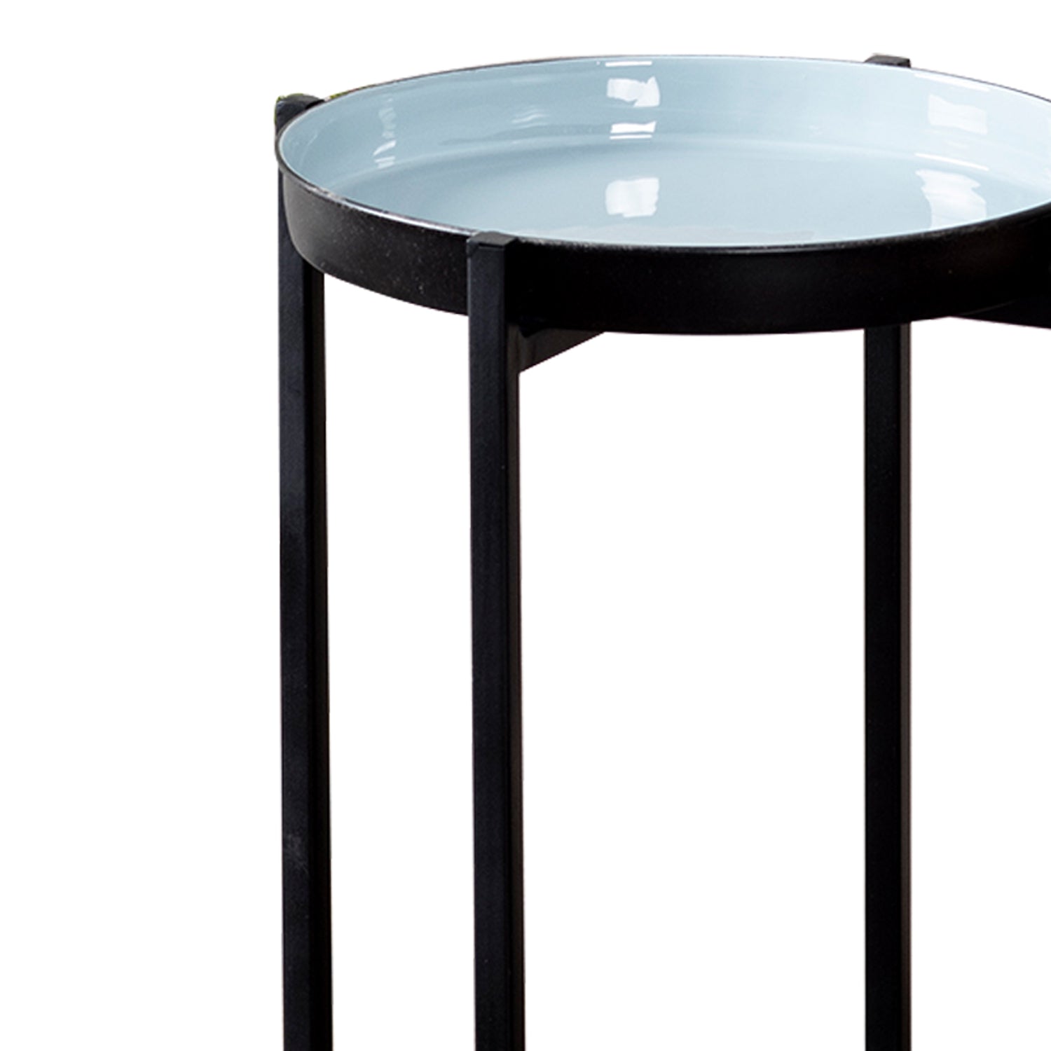 Contemporary Metallic tiered End Table in Blue & Black Color Set of 2