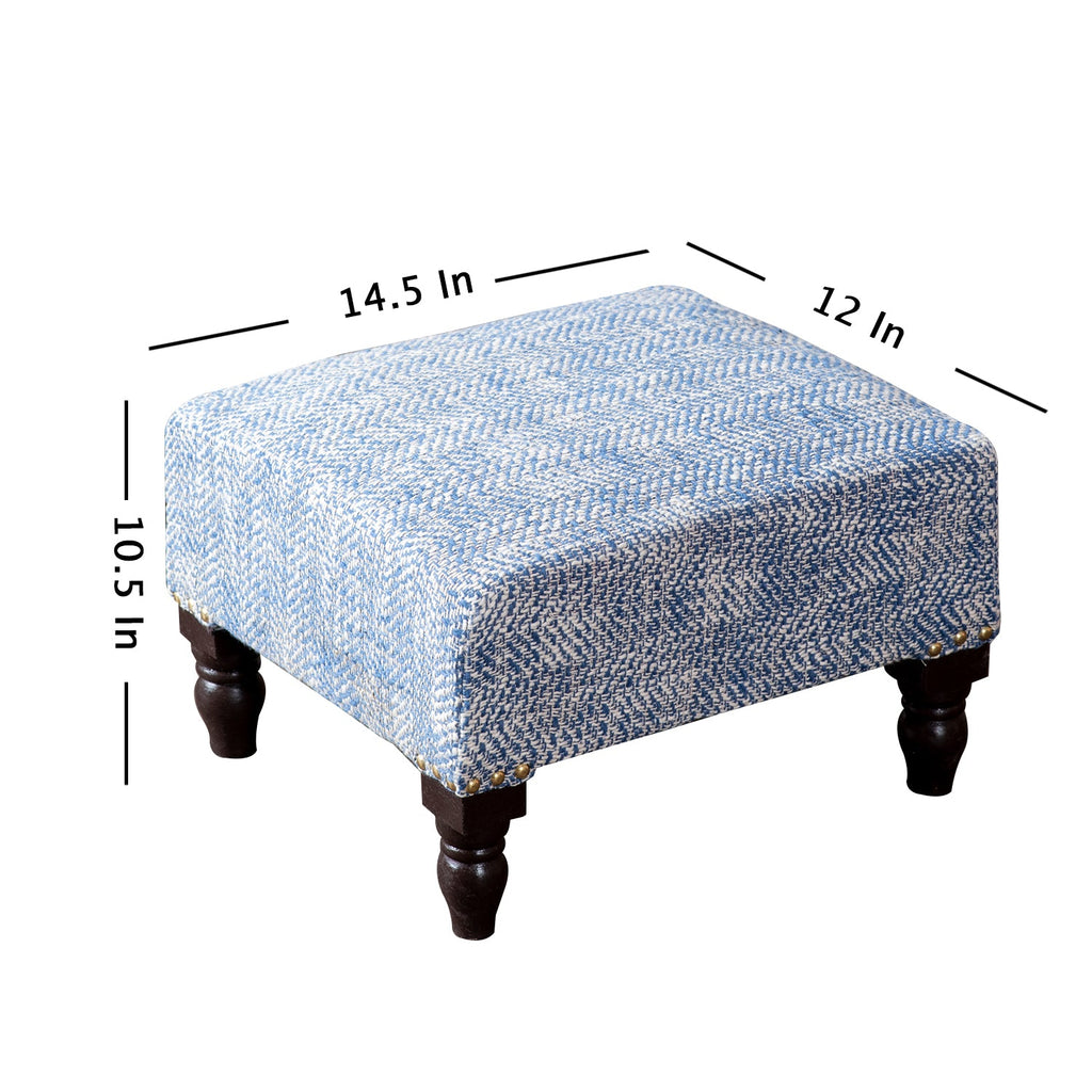 Slub Jacquard Wooden Footrests in Blue Color