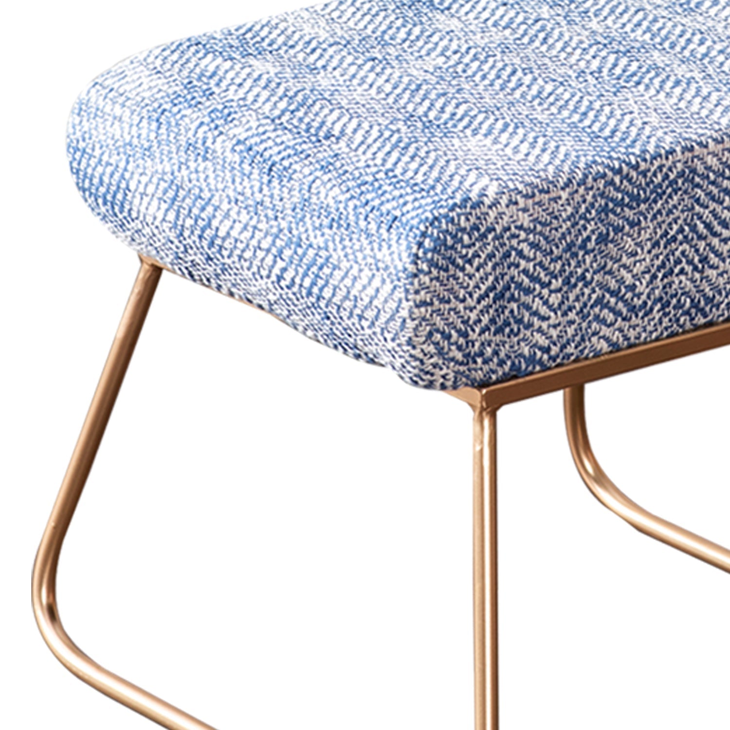 Slub Jacquard Metallic Stool in Blue Color