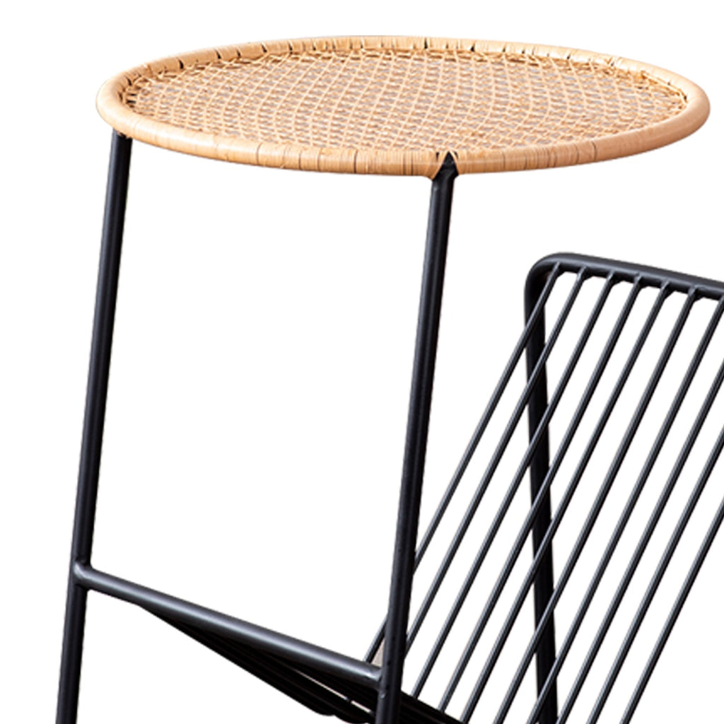 Rattan Metallic Magazine End Table in Black Color