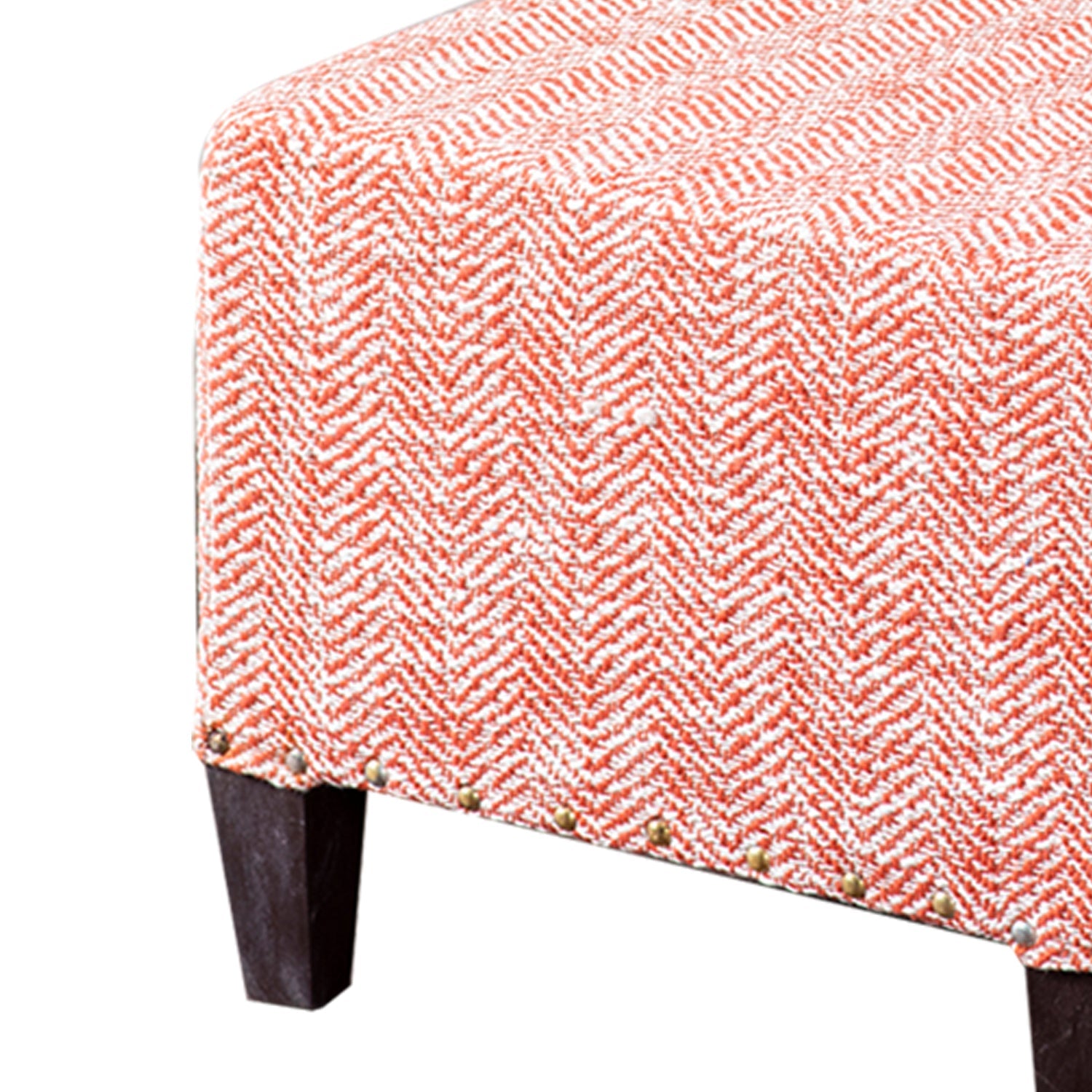 Slub Jacquard Wooden Seating Stool in Orange Color