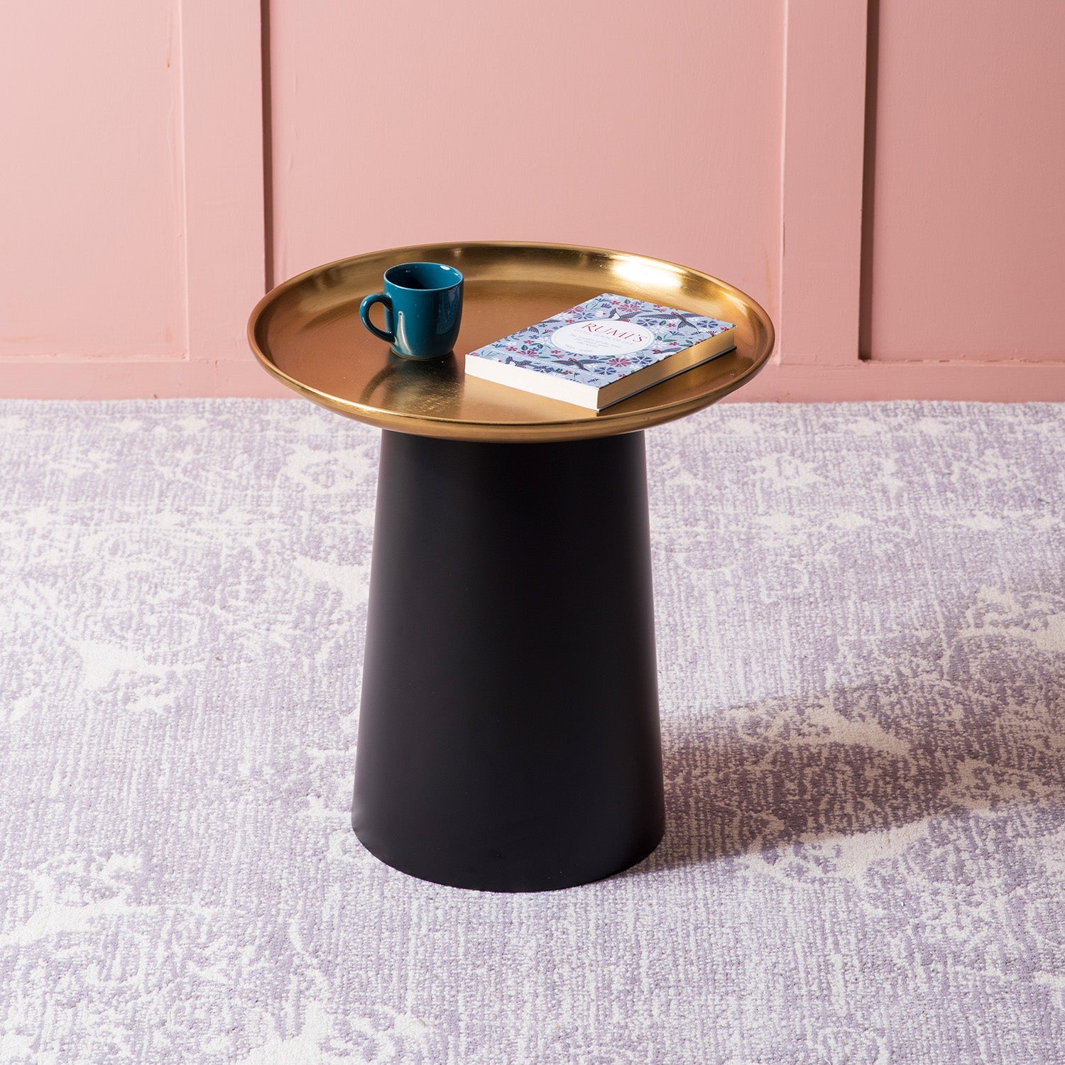 Lustrous Linea Iron-Crafted Side Table With Gold Finish Top | Nestroots