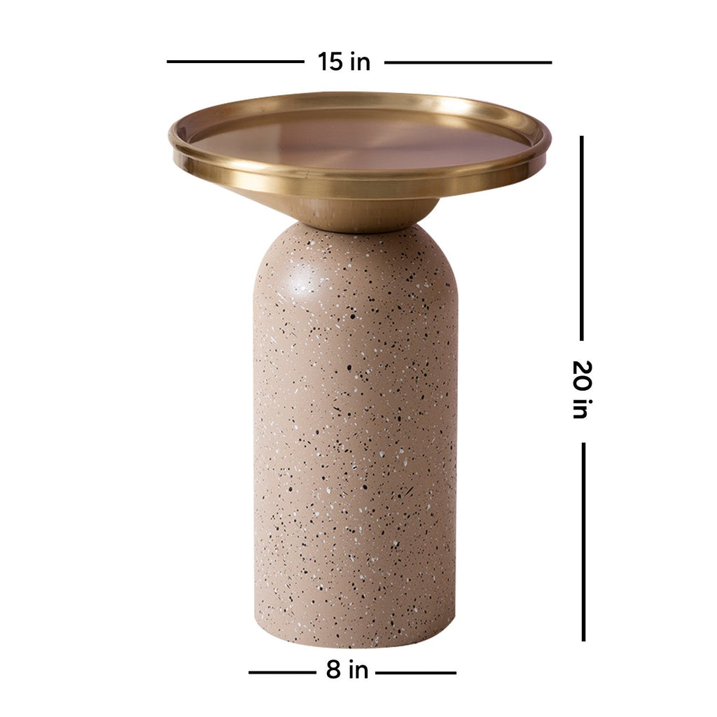 Modern Metallic Barrel Side Table for Living Room in Gold Color | Nestroots