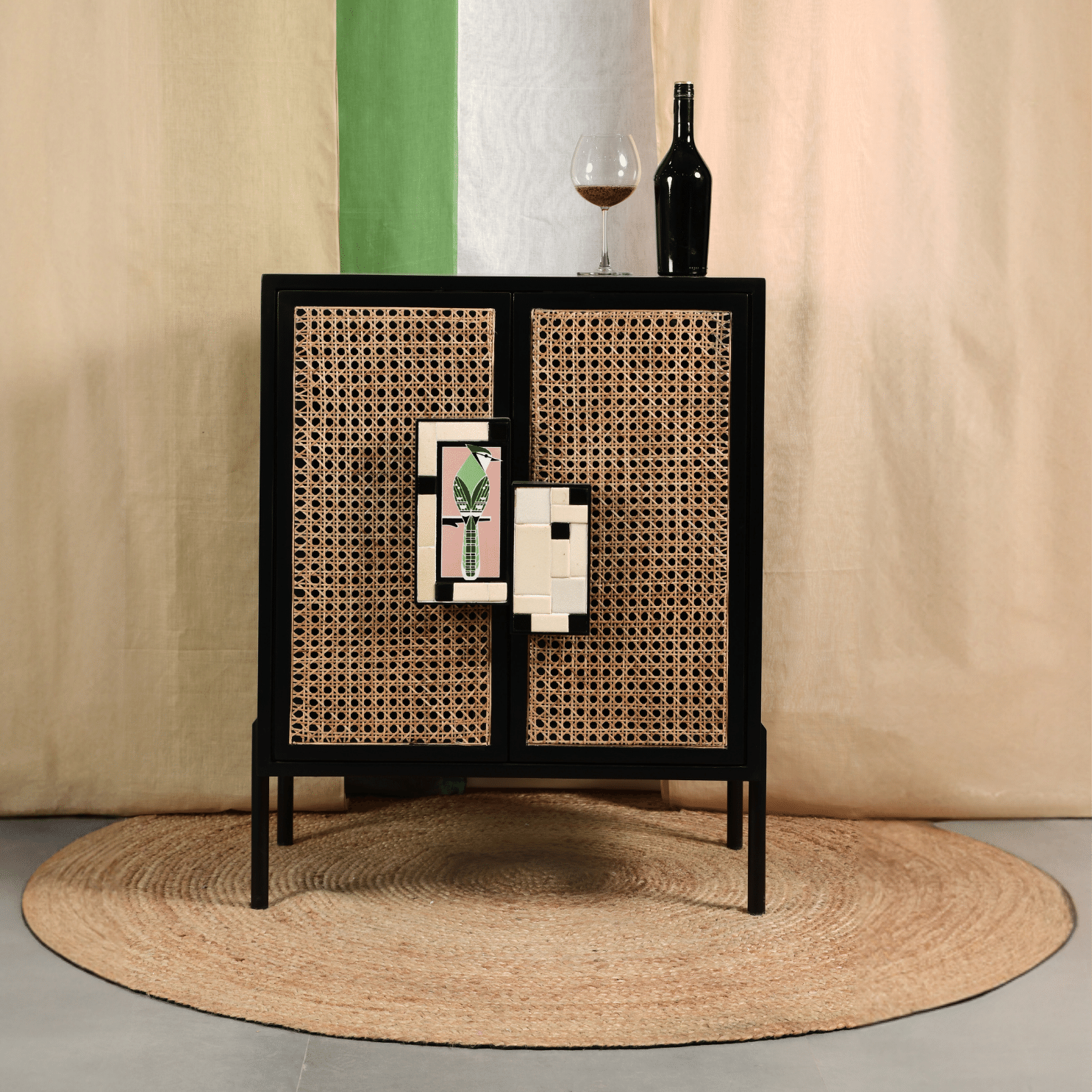 Gobleto Cane  Bar Cabinet