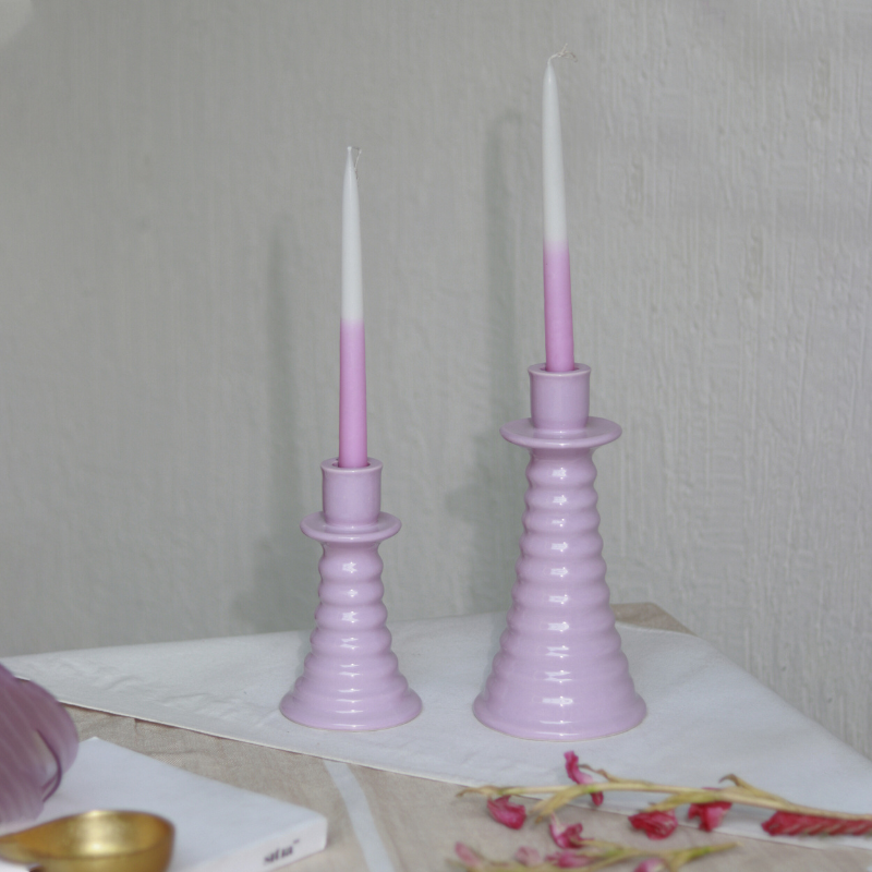 Ceramic Coil Candle Holder-Lilac
