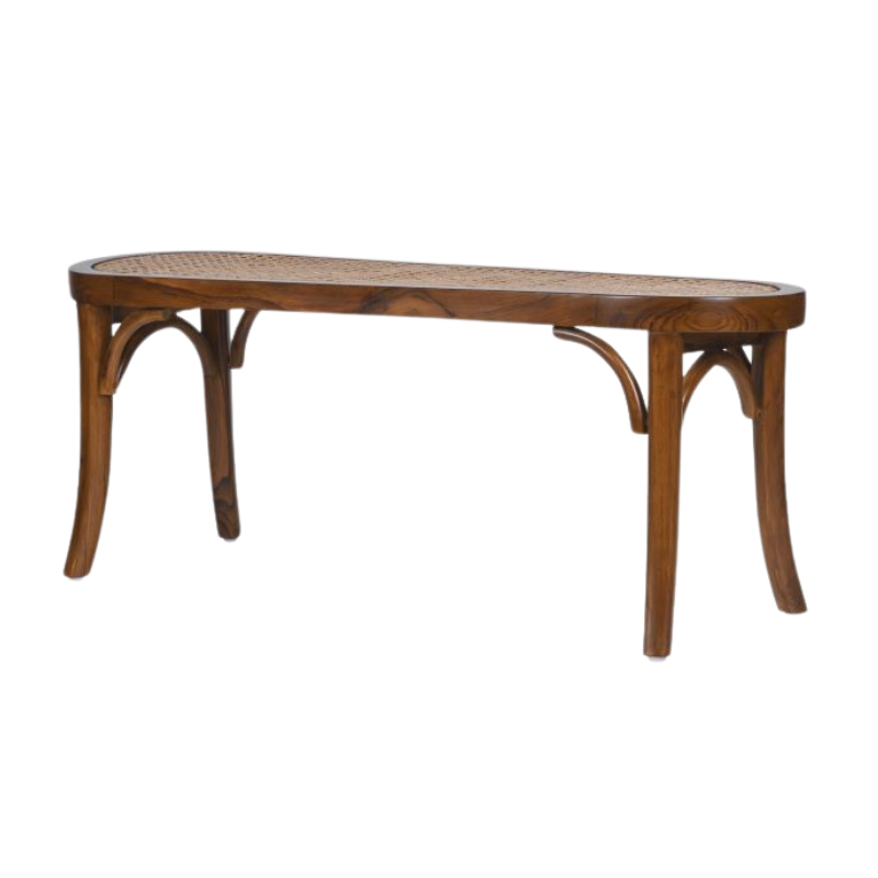 Asolo Teakwood Rattan Bench Teak Wood