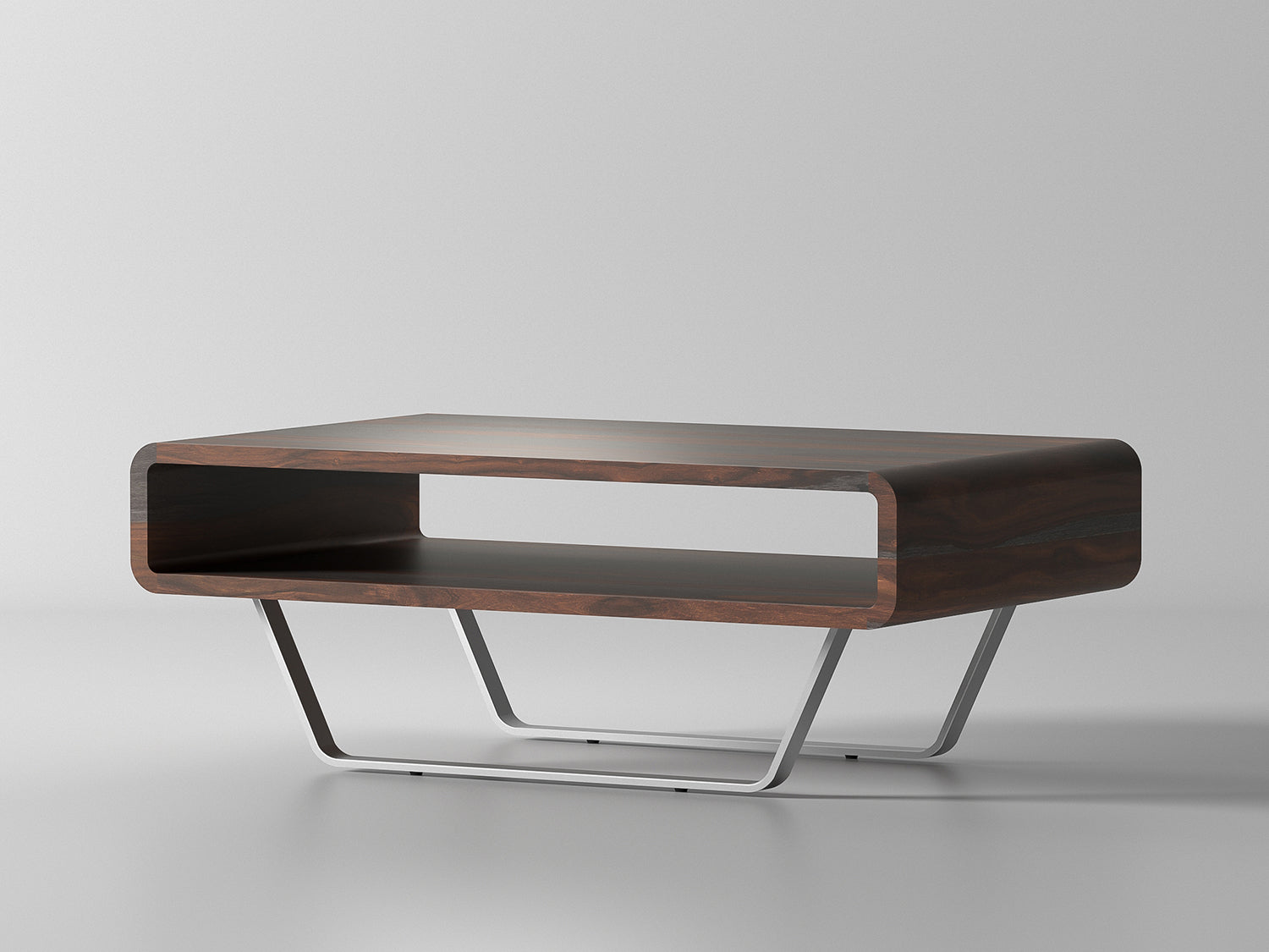 Coffee table, solid sheesham wood and steel