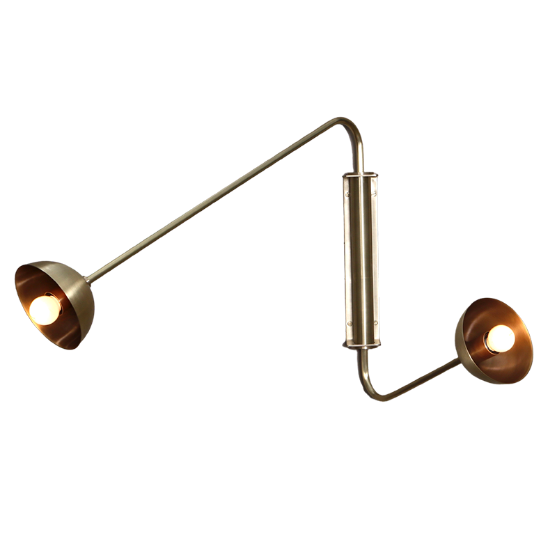 Float Two Arm Wall Sconce Brass Dome
