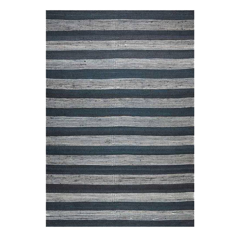 Hemp Hand Woven Rug _ Stripe Navy Egma