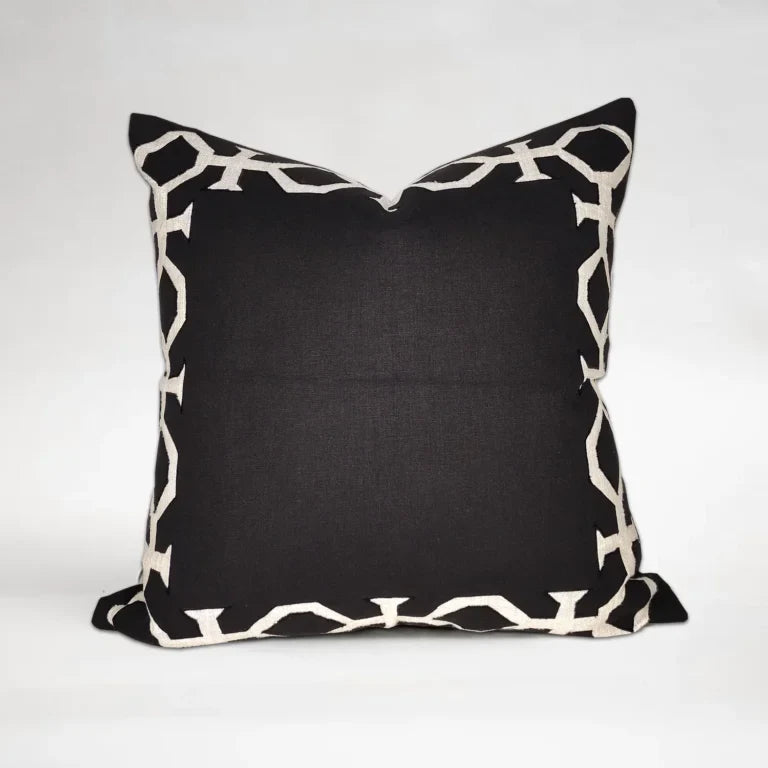 Africana Border – Black and white cushion