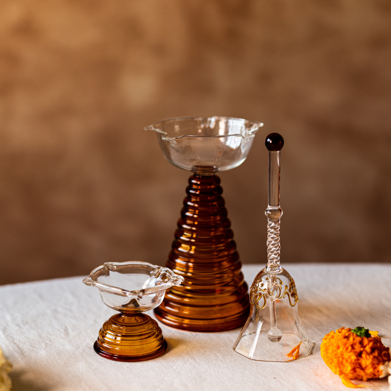 Glass Puja Set