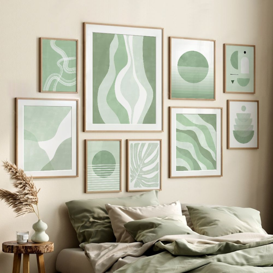 Gallery Wall Art: Saga Green | Set of 9
