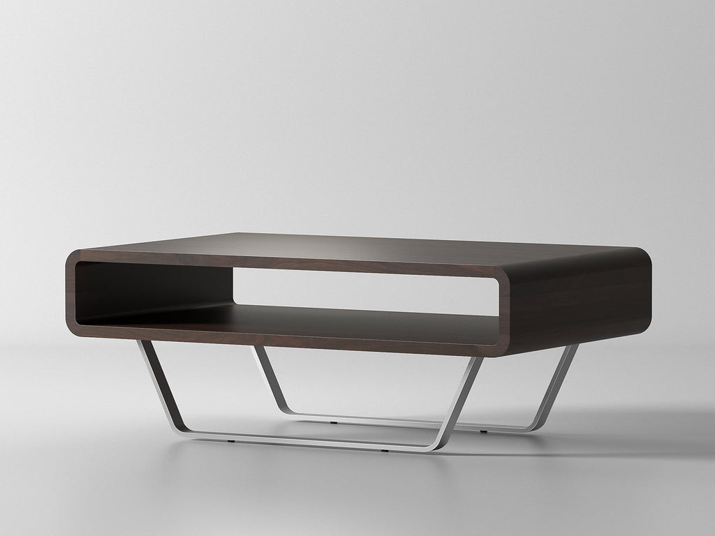 Coffee table, solid sheesham wood and steel