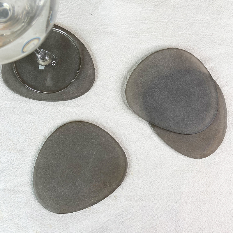 Brown Frosted Glass Coasters Set of 4