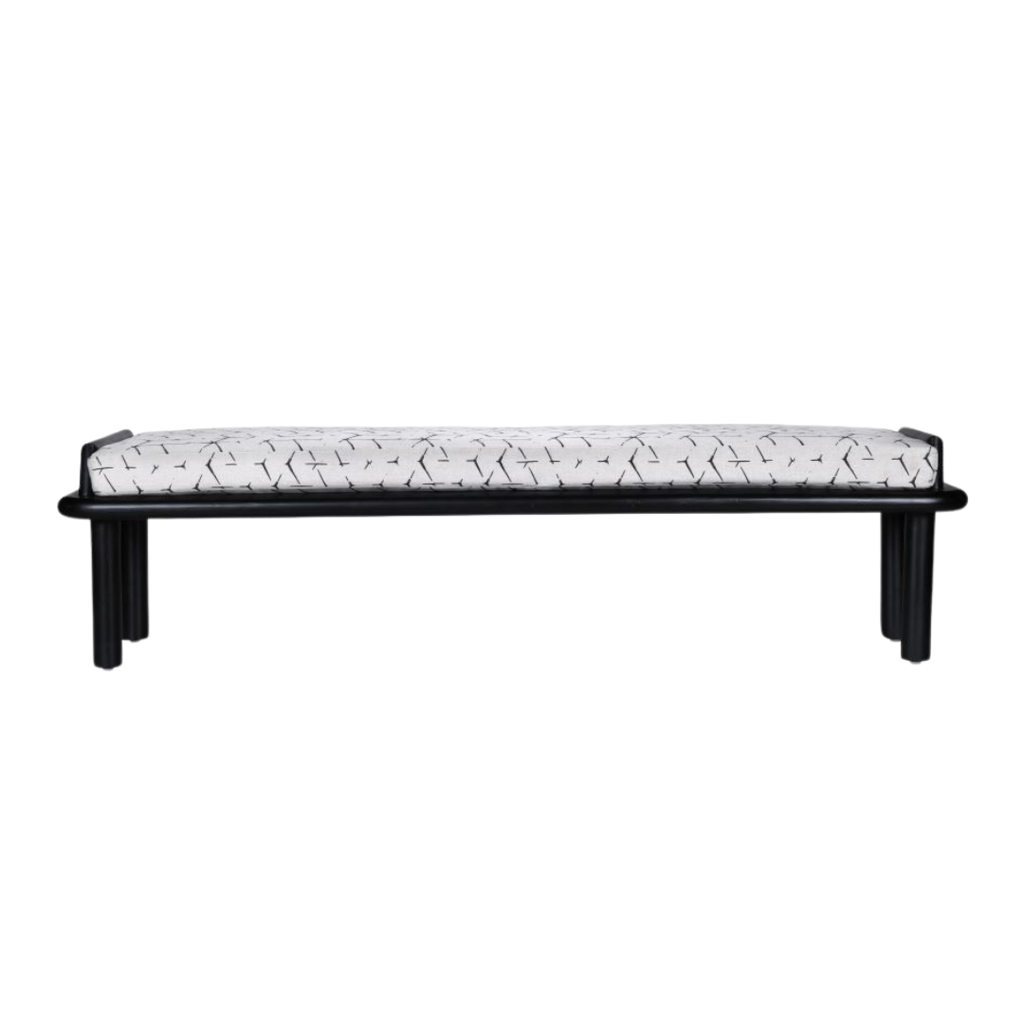 Asiago Teak Wood Upholstered Bench