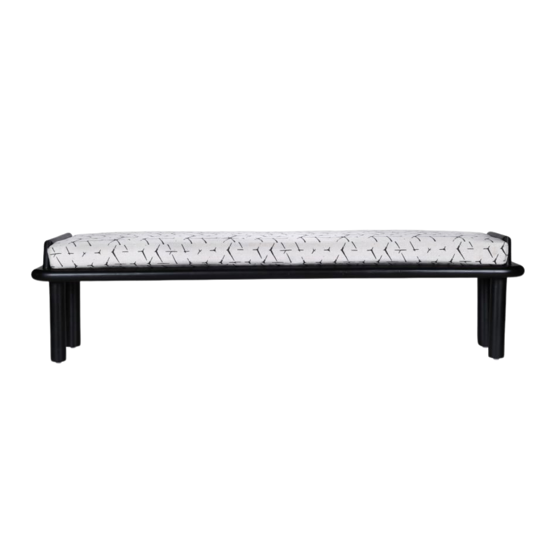Asiago Teak Wood Upholstered Bench