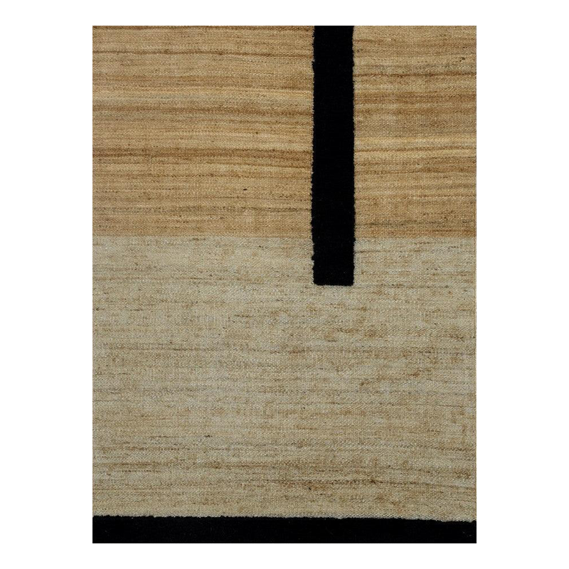 Hemp & Wool Hand knotted Carpet_Linear Natural & Black