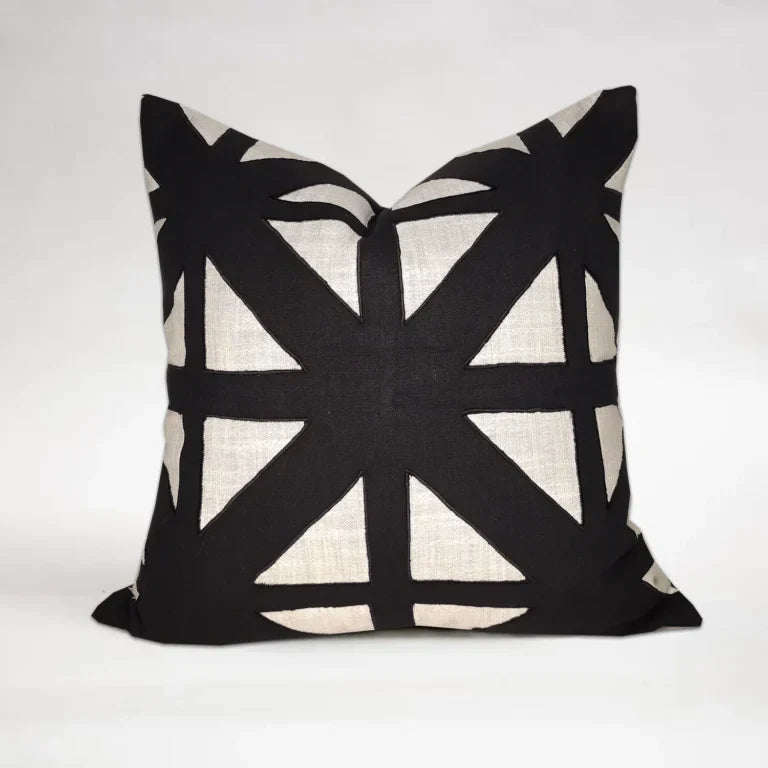 Azalea Applique – Black and white cushion