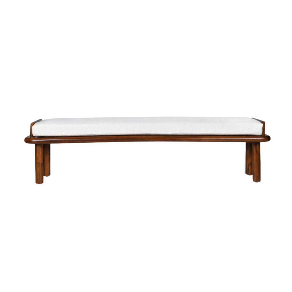 Asiago Teak Wood Upholstered Bench