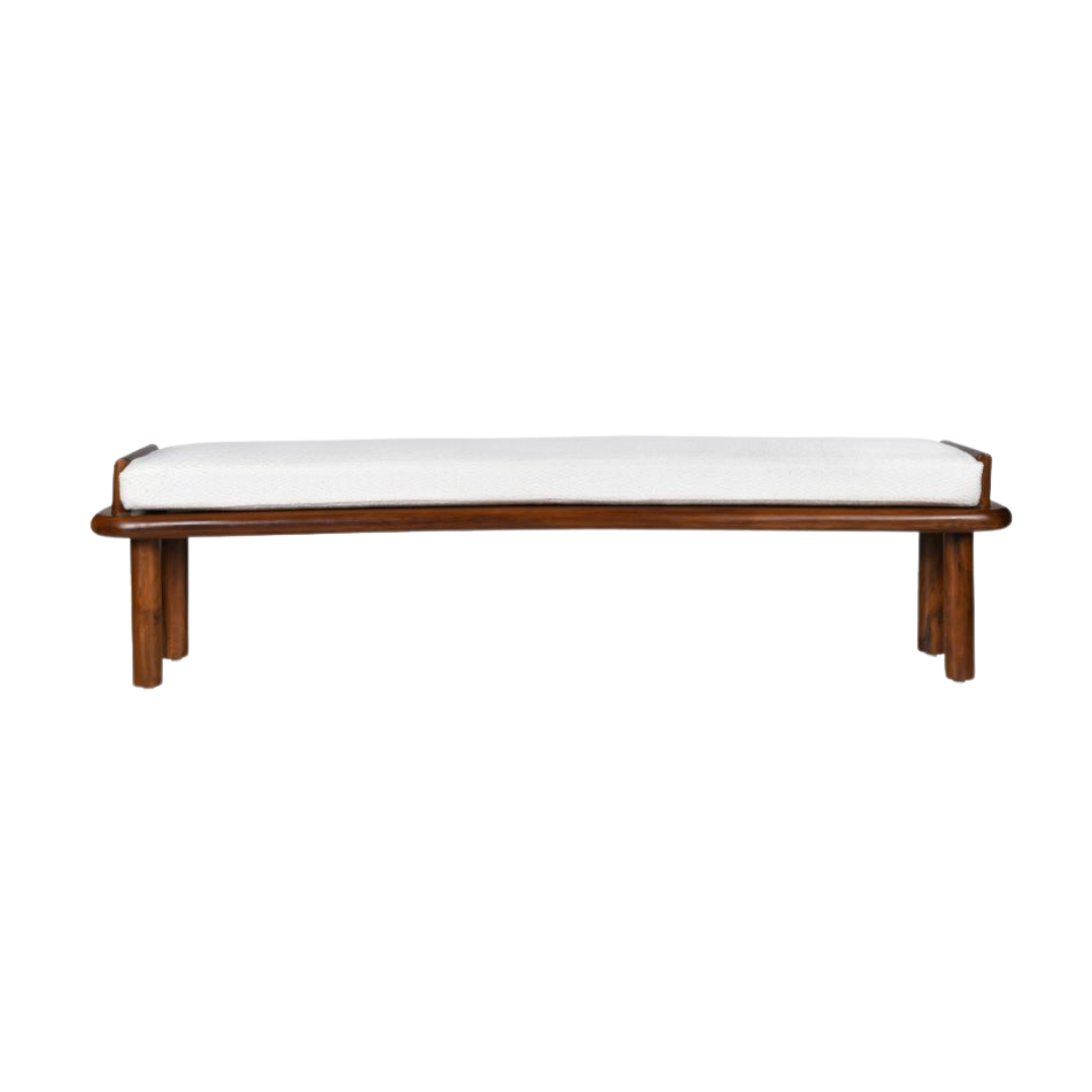 Asiago Teak Wood Upholstered Bench