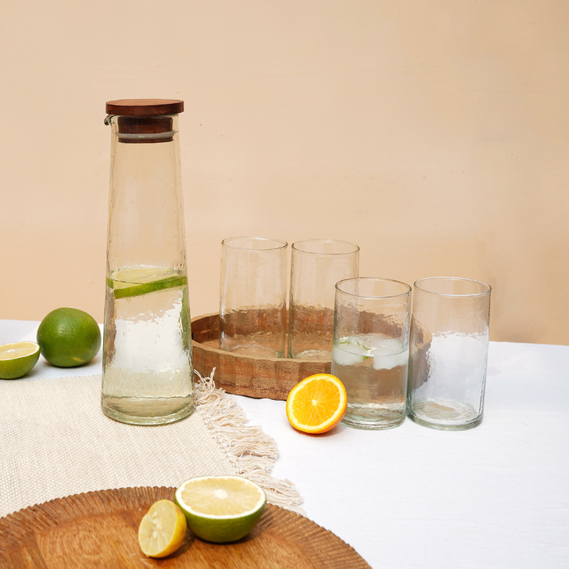 Hammered Glasses and Carafe