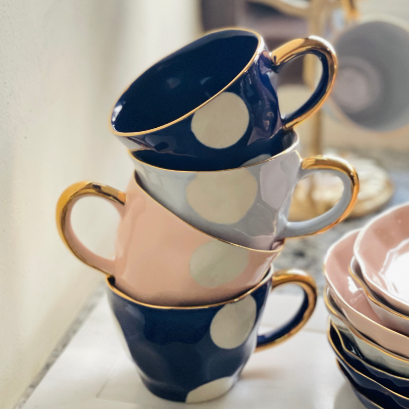 Ceramic Cup with Gold Handle