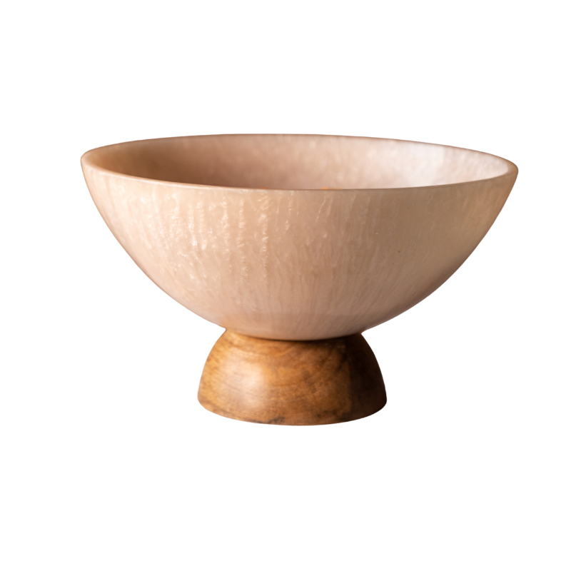 Resin Decorative Bowl with Wooden Base