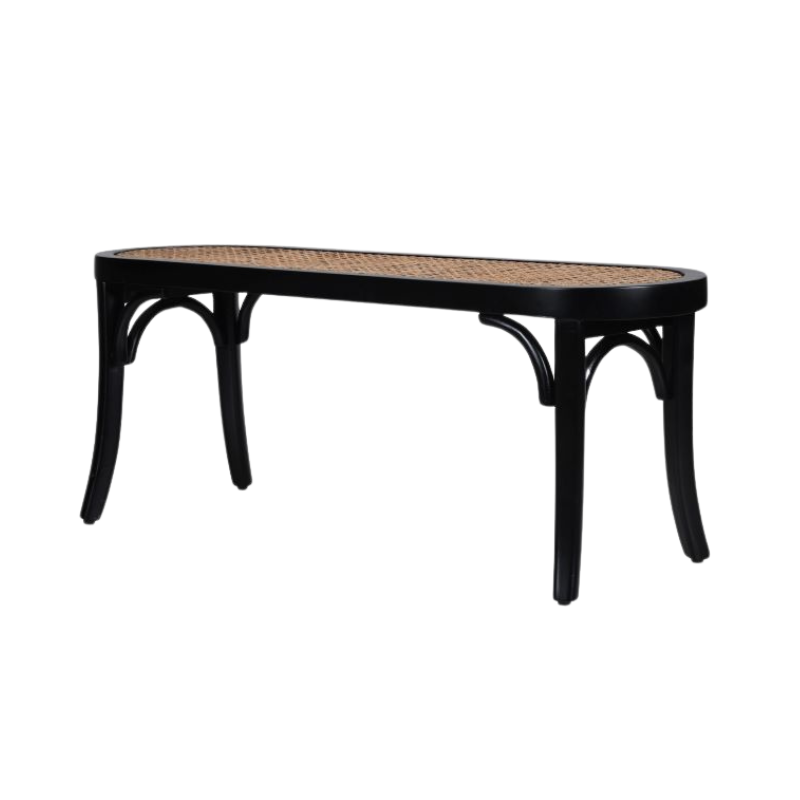 Asolo Teakwood Rattan Bench Black